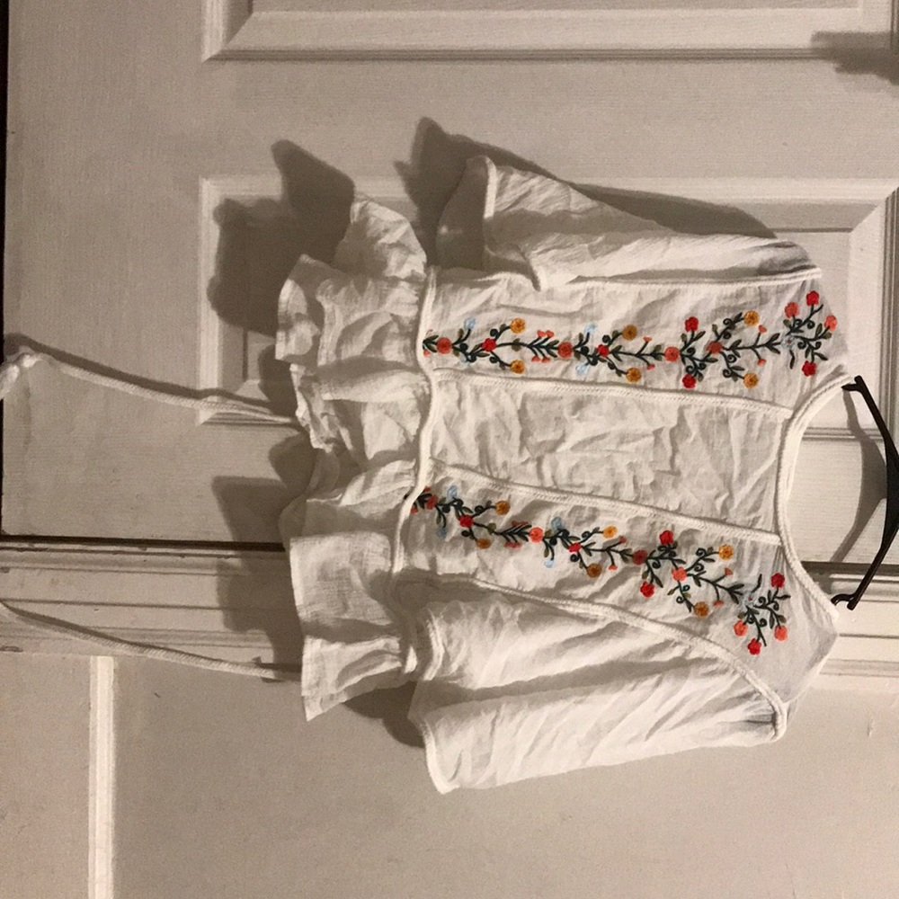 White flowy top